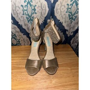 Betsey Johnson Bedazzled Ankle Strap Heels, Size 8.5